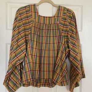 Doen Capo Top in Rainbow Plaid